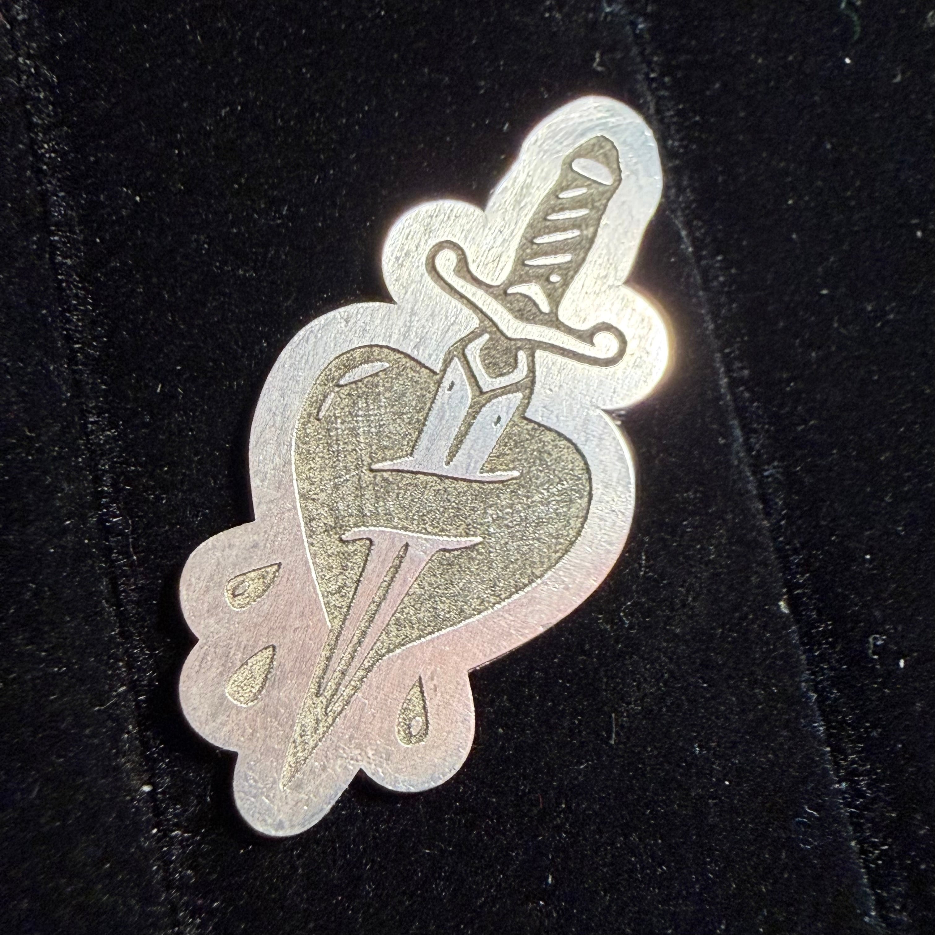 925 Sterling Silver Heart and Dagger