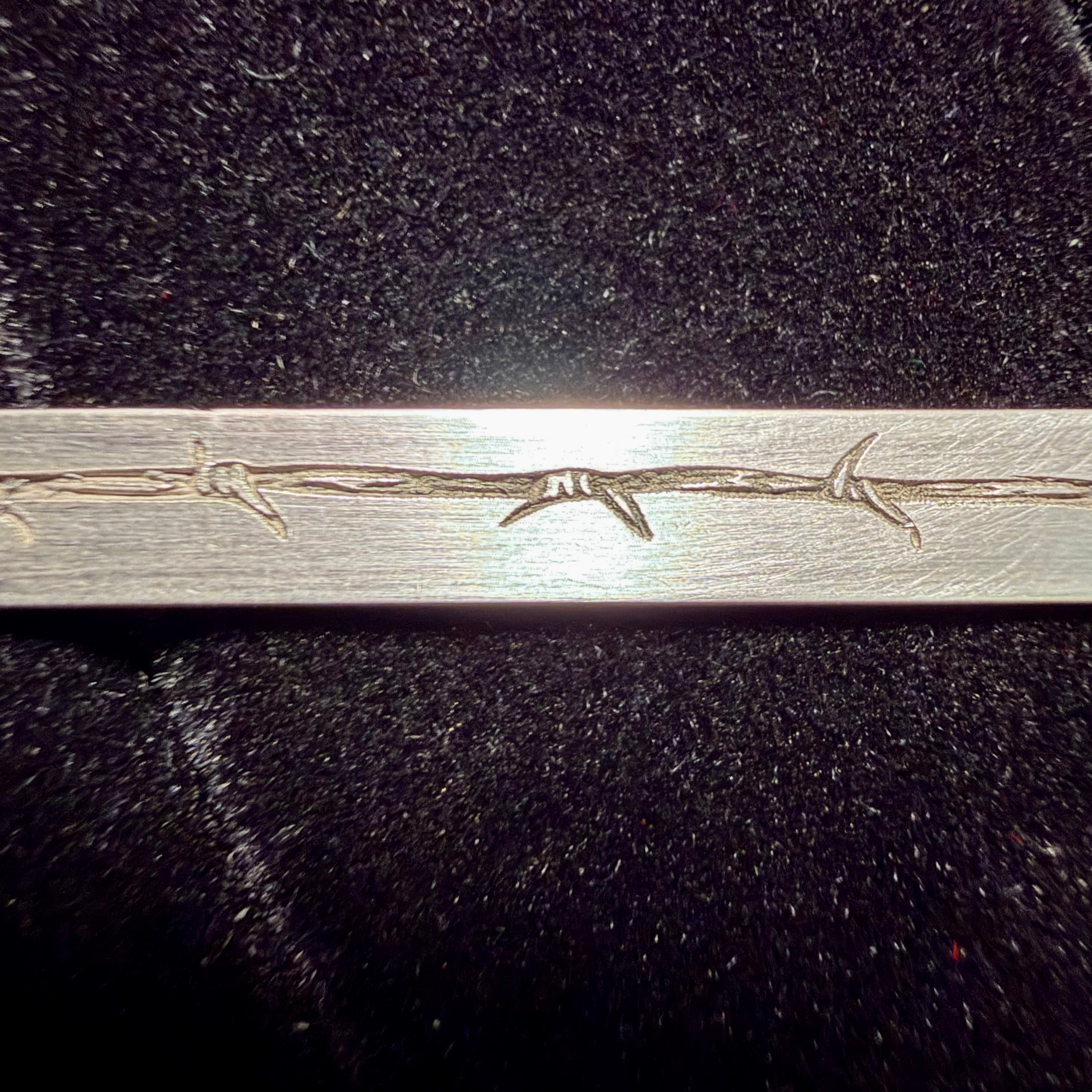 Barbwire 6mm x 1.5mm 925 Engraved Sterling Silver Rectangle Stock